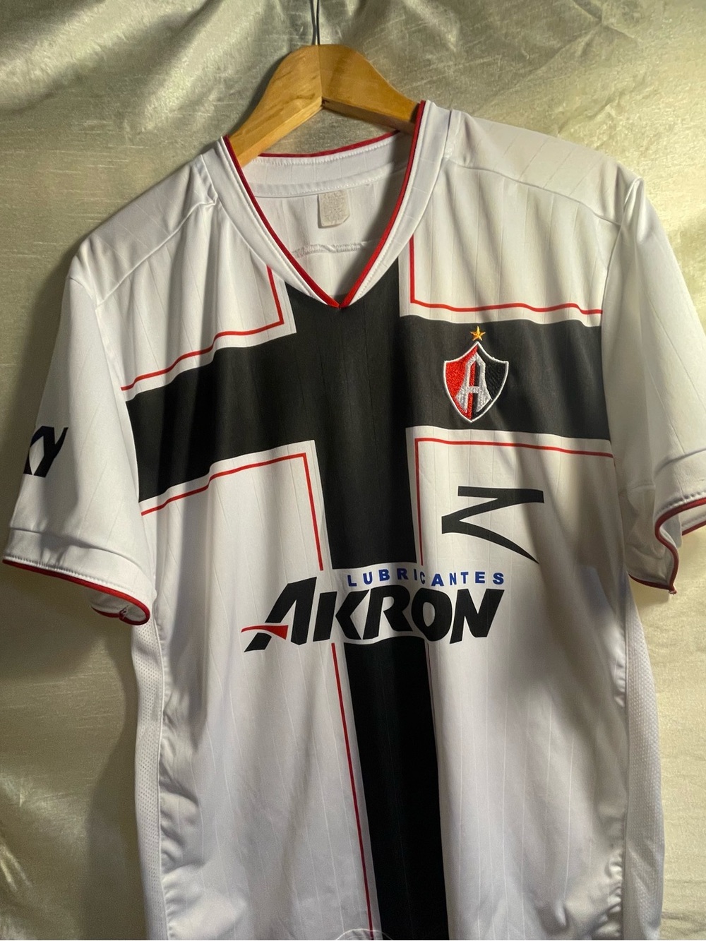 Akron Men’s White Soccer Jersey with Black Cross Accent